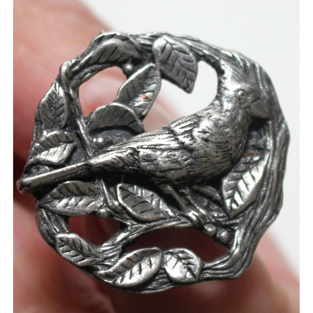 BIRD CARDINAL Pewter Pin/Brooch Vintage 1999 Birds & Blooms Limited Edition